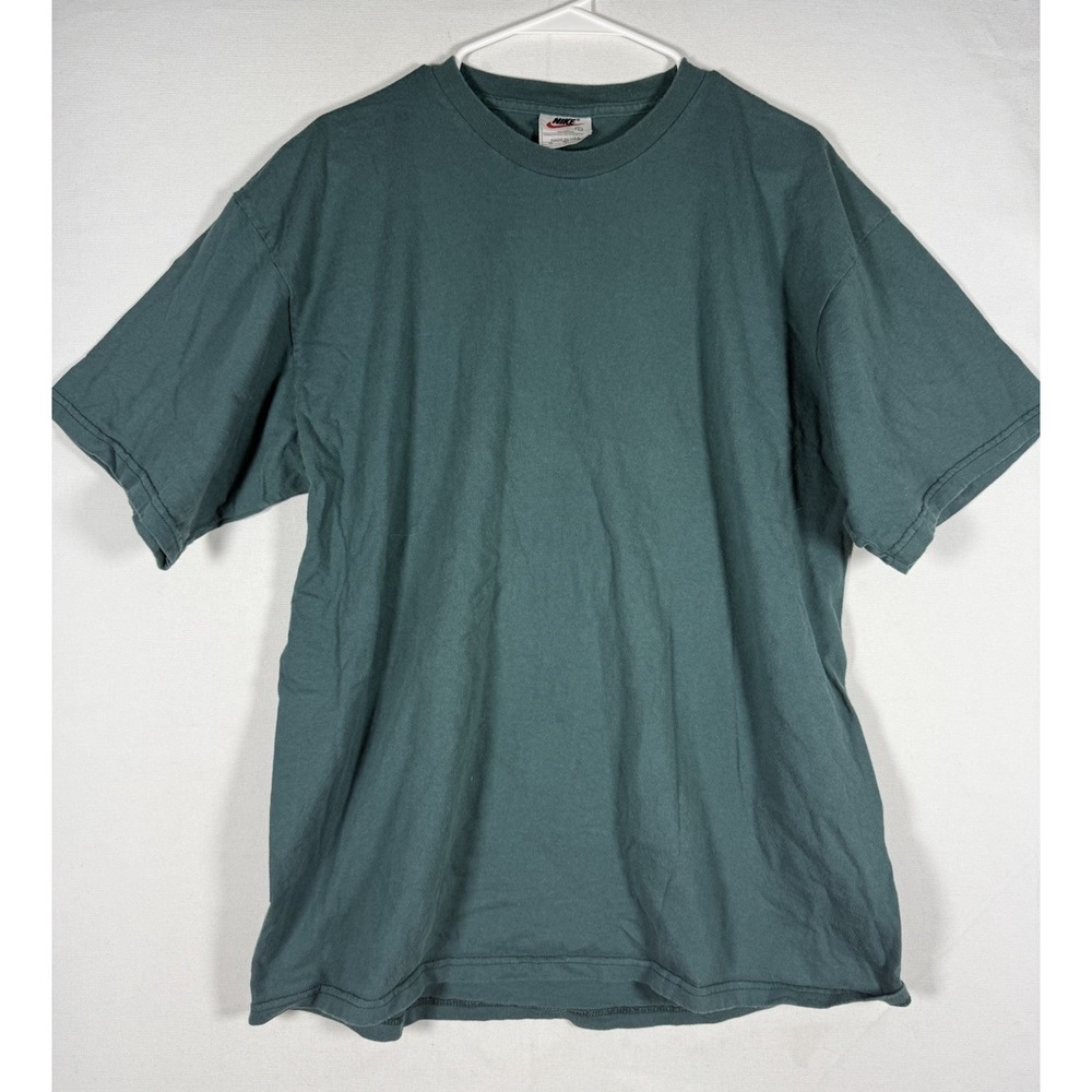 Vintage Nike Blank T Shirt Men's Large Green Blue Short Sleeve Made in USA 90s